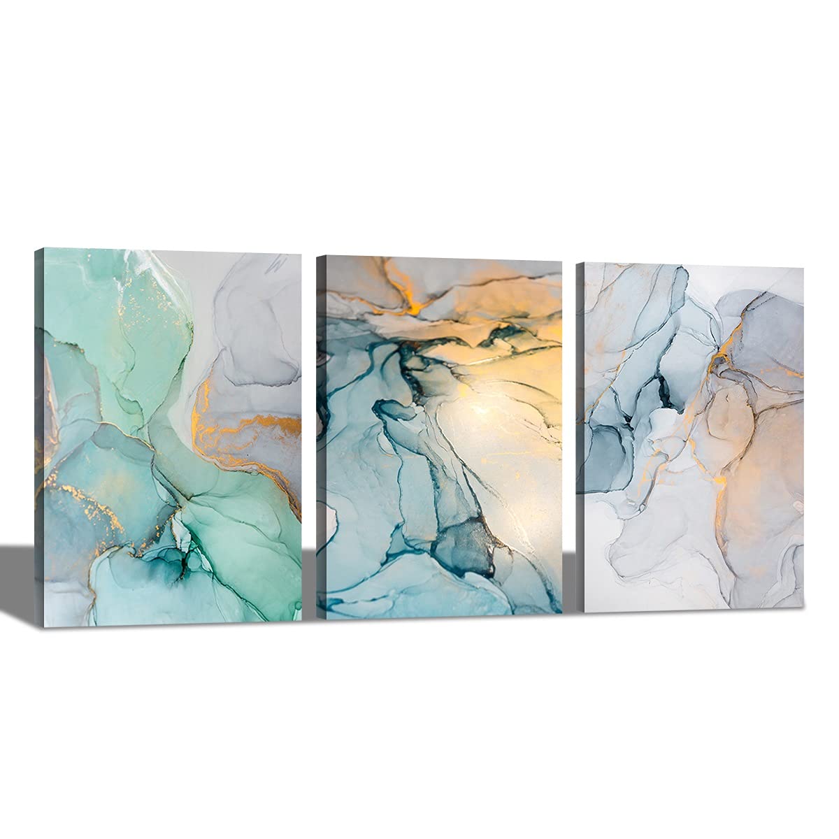 Peinture à l'huile abstraite décoration murale triptyque sans cadre 16x24inch