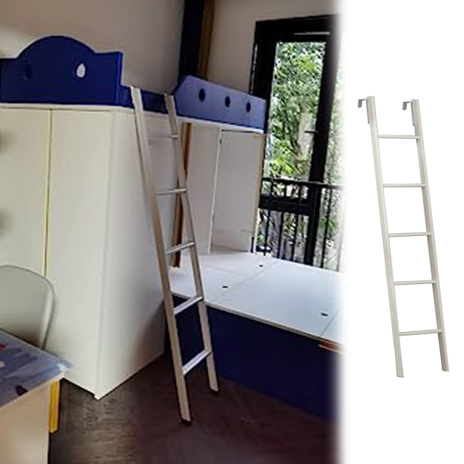 Échelle de lit superposé blanche à 5 marches universelle pour camping-car et mezzanine