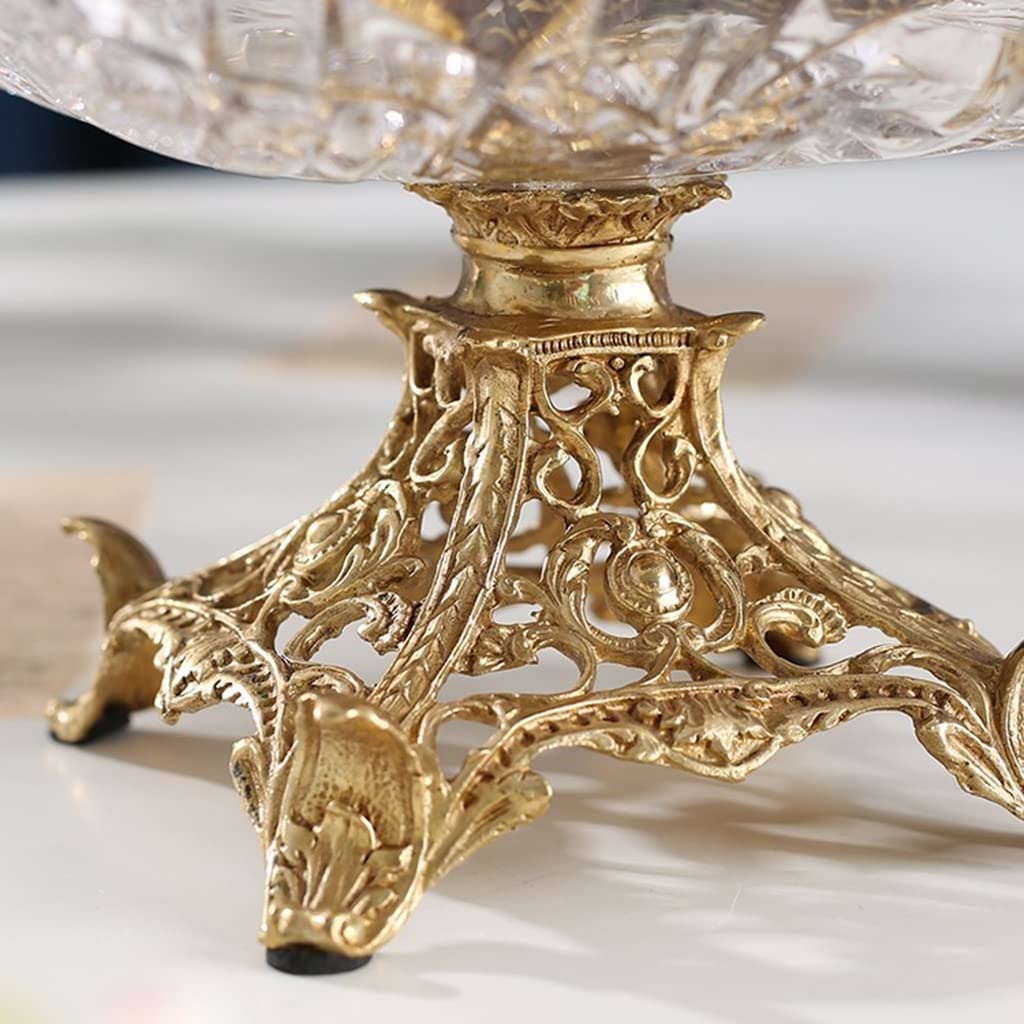 weining Candy Dish Retro Candy Containers Crystal Glass Candy Bowl Storage Container Candy Jars with Brass Carved Base (Color:A)