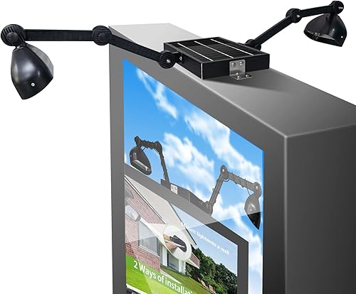 Miniatura 9 de Luz de señal solar comercial, panel solar de 5.5 V 5.2 W y cabezales de lámpara de aluminio de metal, luz de cartelera 3.7 voltios 5200 mAh