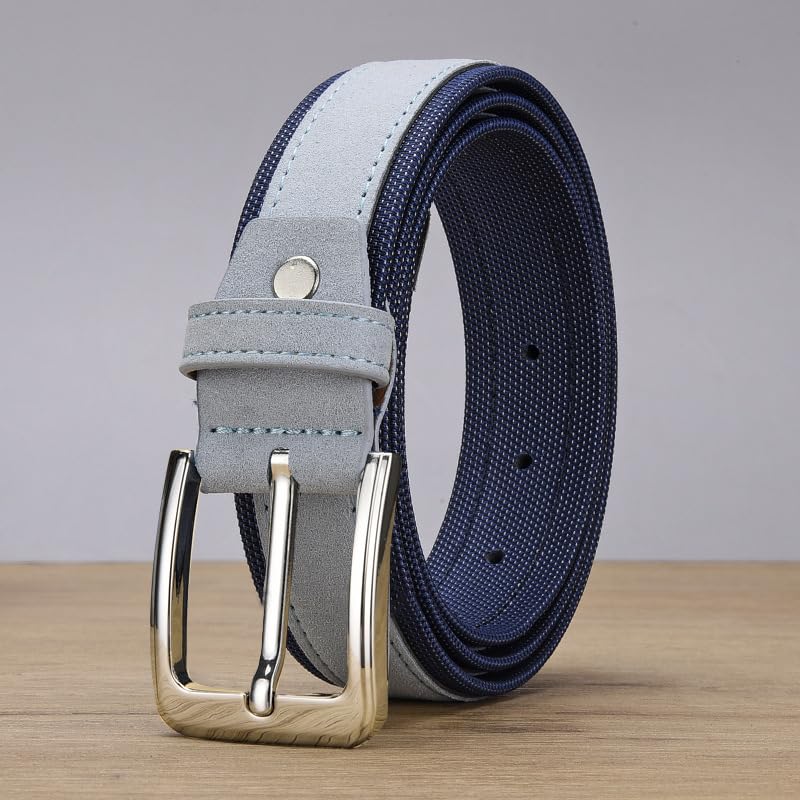 Business Casual Belt Men, Classic Work Belts for Men, Mens Belts for Jeans Pants Shirt Suit,A Blue 3.8cm,110CM/43.3''4