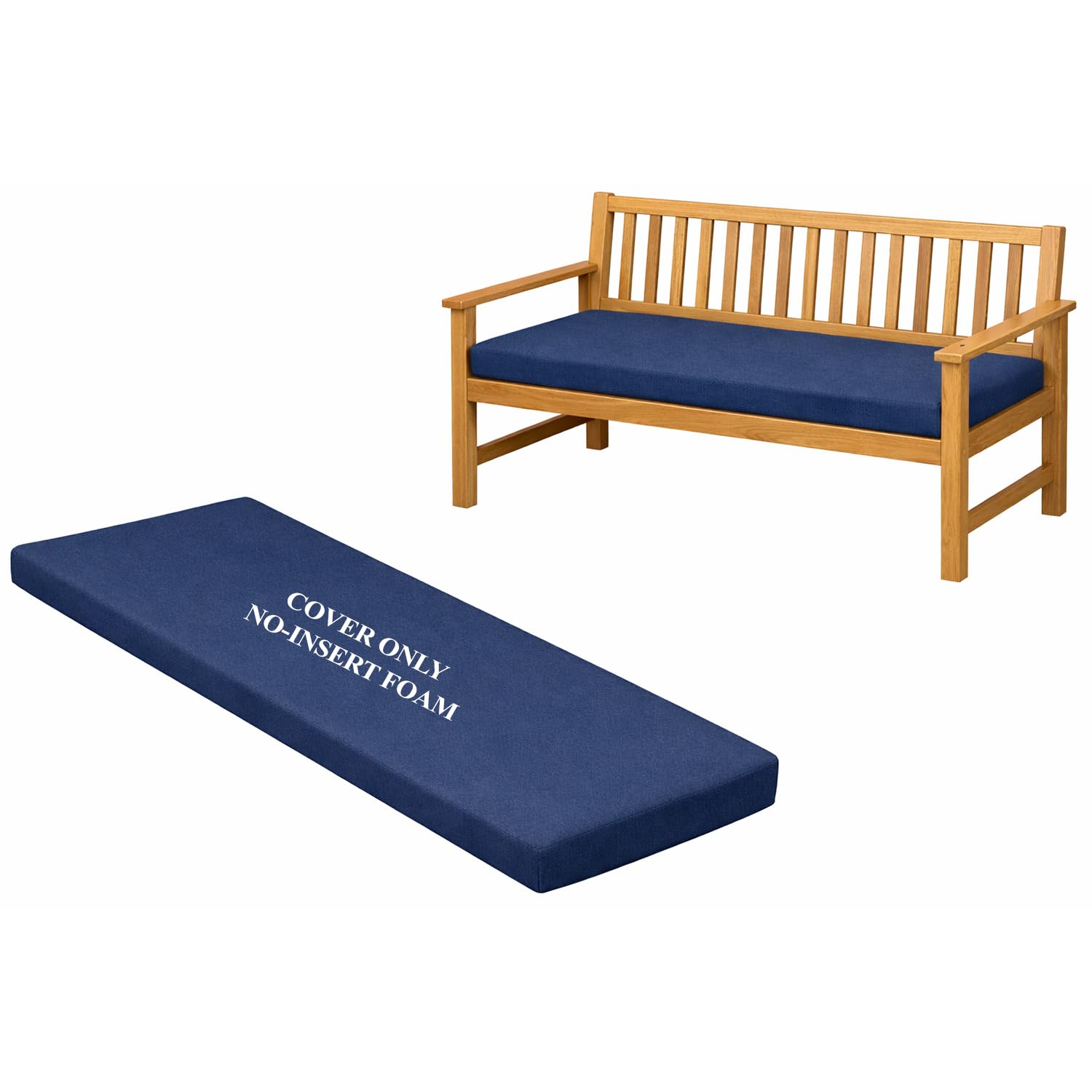 David & Amaya 2/3/4 Seater Outdoor Bench Cushion Waterproof 100% Polyester Replacement Cover Only for Garden, Rattan, Patio & Office Seat Pads, No Filling or Foam Insert (Navy, 3 Seater (143x52x6cm))