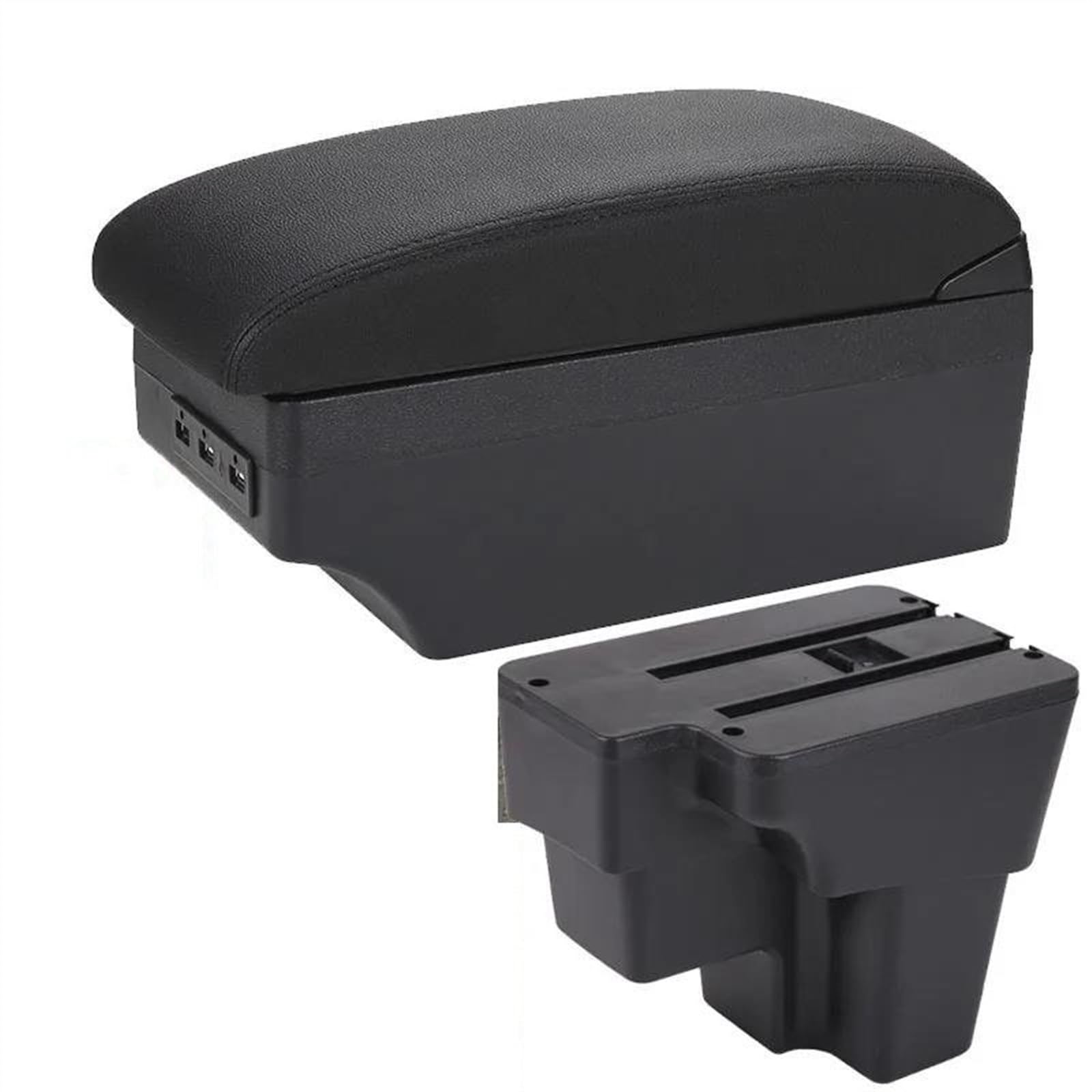 NOHEEU Car Armrest Europe South Retrofit Parts Storage Box Accessories For STONIC For Cerato For RIO 2015-2022(A2 Black line 7USB)
