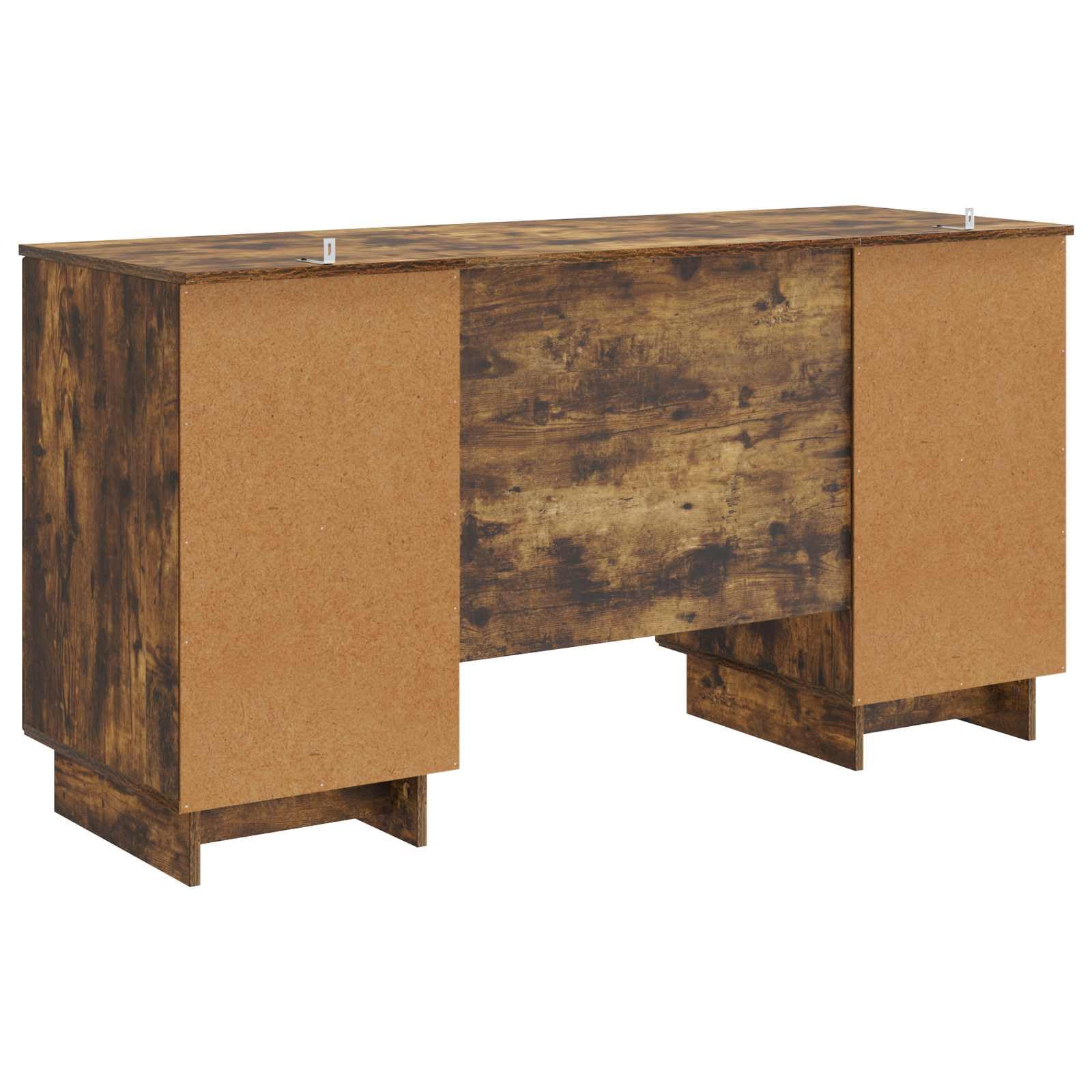 Schreibtisch Geräucherte Eiche aus Holzwerkstoff 142,5 x 50 x 75 cm für Laptop, PC Arbeit, Homeoffice, Gaming, Lernen, Büro und Wohnraum mit Stauraum und Ablage