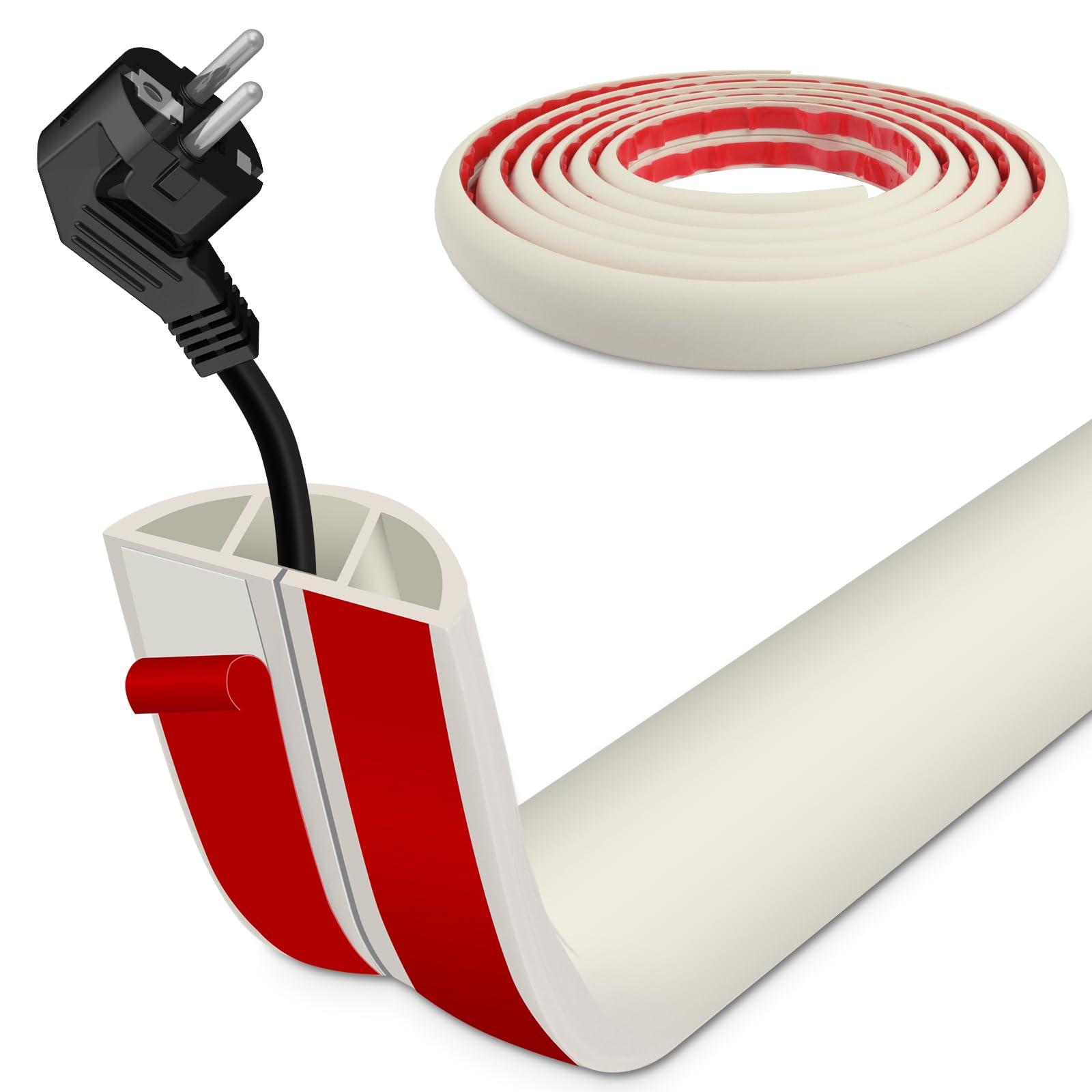 Floor Wire Cover 1m Self Adhesive Cable Floor Protect Cord,Cable Cover to Prevent Trip Hazards, Suitable for Home, Office, Factory, Warehouse and Other Places
