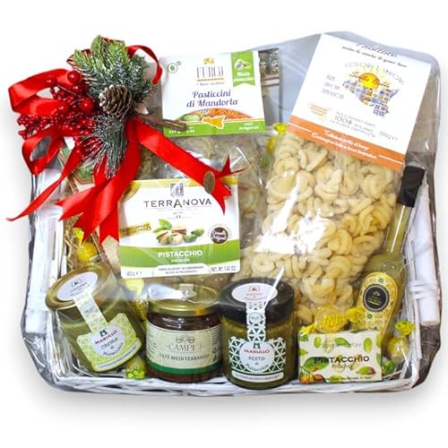 Cesta Regalo Natalizia con Prodotti Tipici Siciliani - Smeraldo (all'Interno 16 Pz)