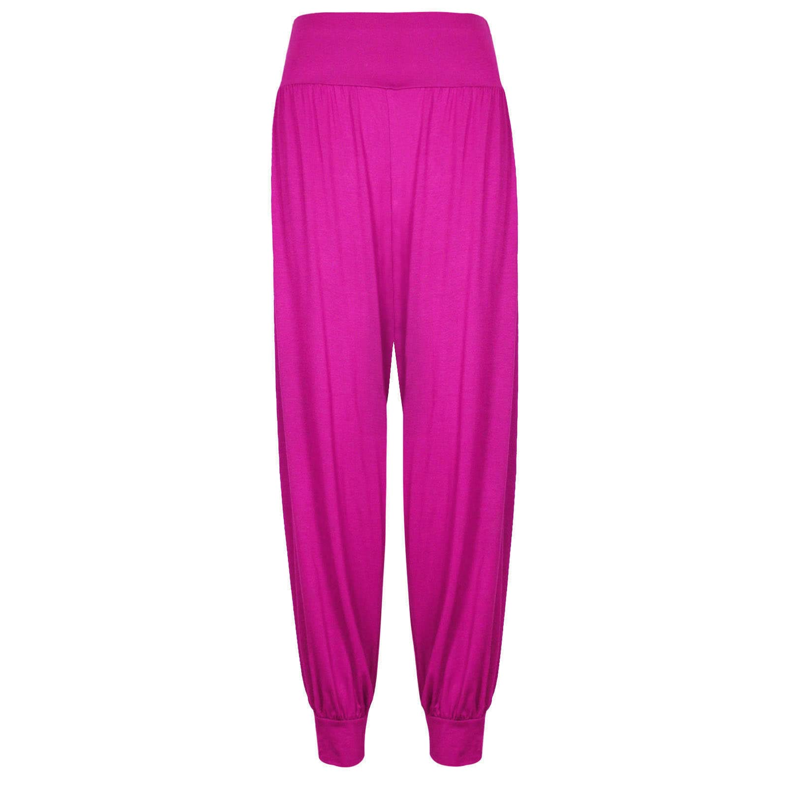 Crazy Girls Girls Cerise Plain Crazy Womens Hareem Trouser Ladies Plain Baggy Harem Ali Baba Casual Pants, Cerise - Plain, 2XL (Uk 20-22)