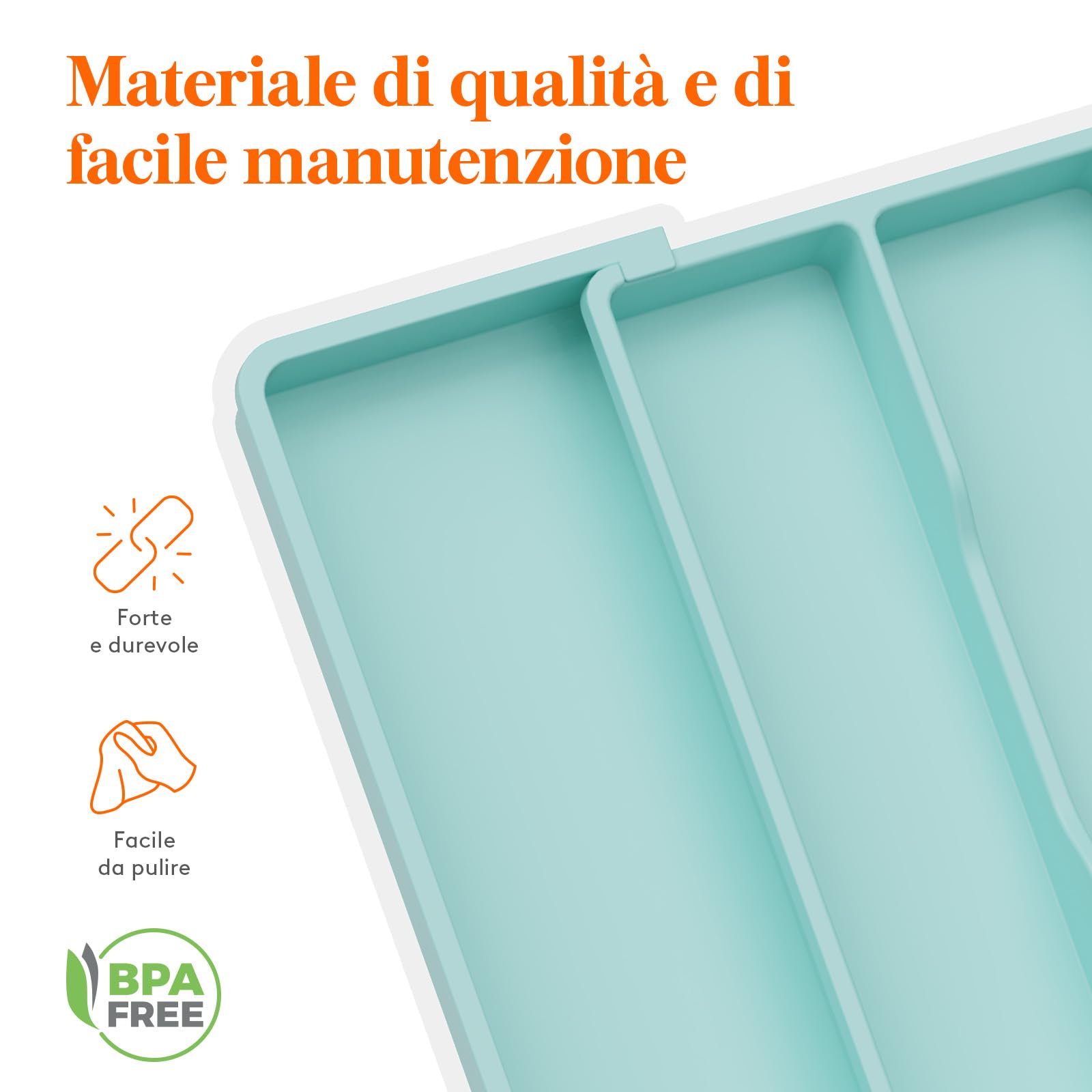 Lifewit Portaposate da Cassetto, Porta Utensili Espandibile da Cucina, Supporto Regolabile per Posate e Utensili, Divisorio in Plastica per Utensili e Gadget da cucina, Grande, Turchese