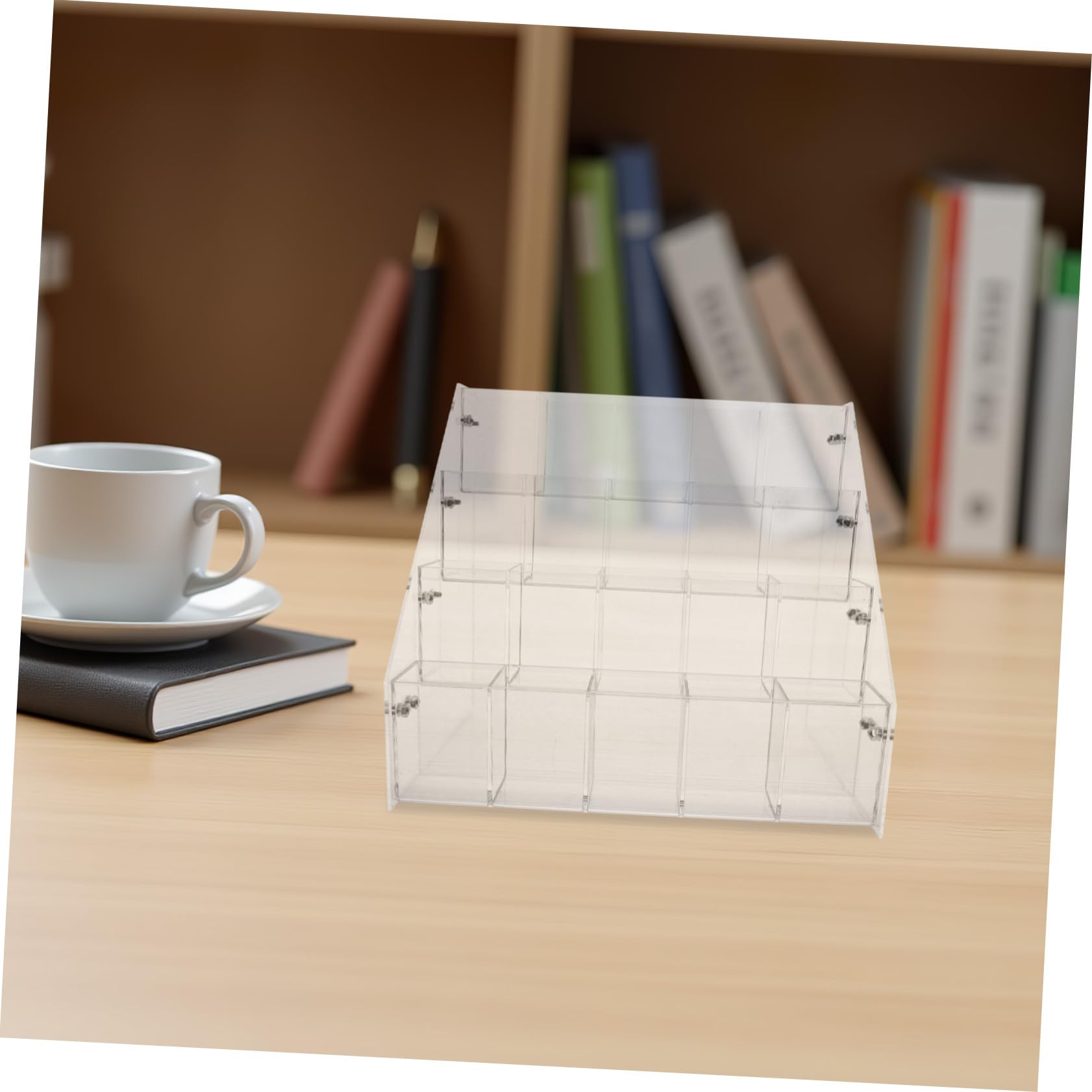 COHEALI Organisateur de Bureau Acrylique Porte-stylos Transparent à Angle Droit Support de Rangement Compact pour Papeterie Exposant Pratique pour Crayons et Pinceaux pour Maison et