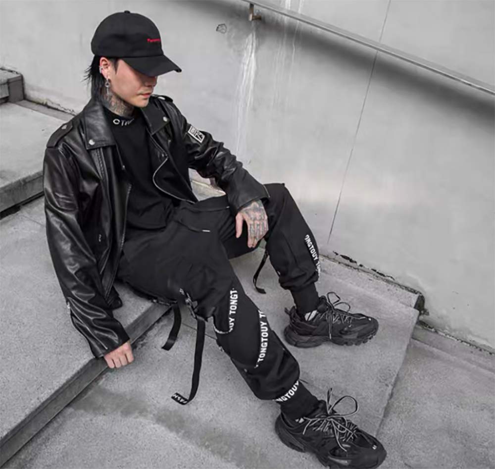 Hello MrLin Pantaloni da Uomo Techwear Giapponese Streetwear Goth Nero Cargo Pantaloni Uomo Jogger Moda Tripp Pantaloni