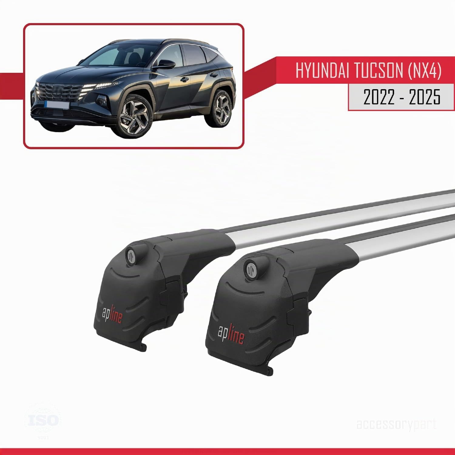 Compatibile con Hyundai Tucson 4 (NX4) 2022-2026 Modello ACE-2 Barre Tetto Portapacchi Auto Barre Portatutto Grigio Alluminio 2 Barre
