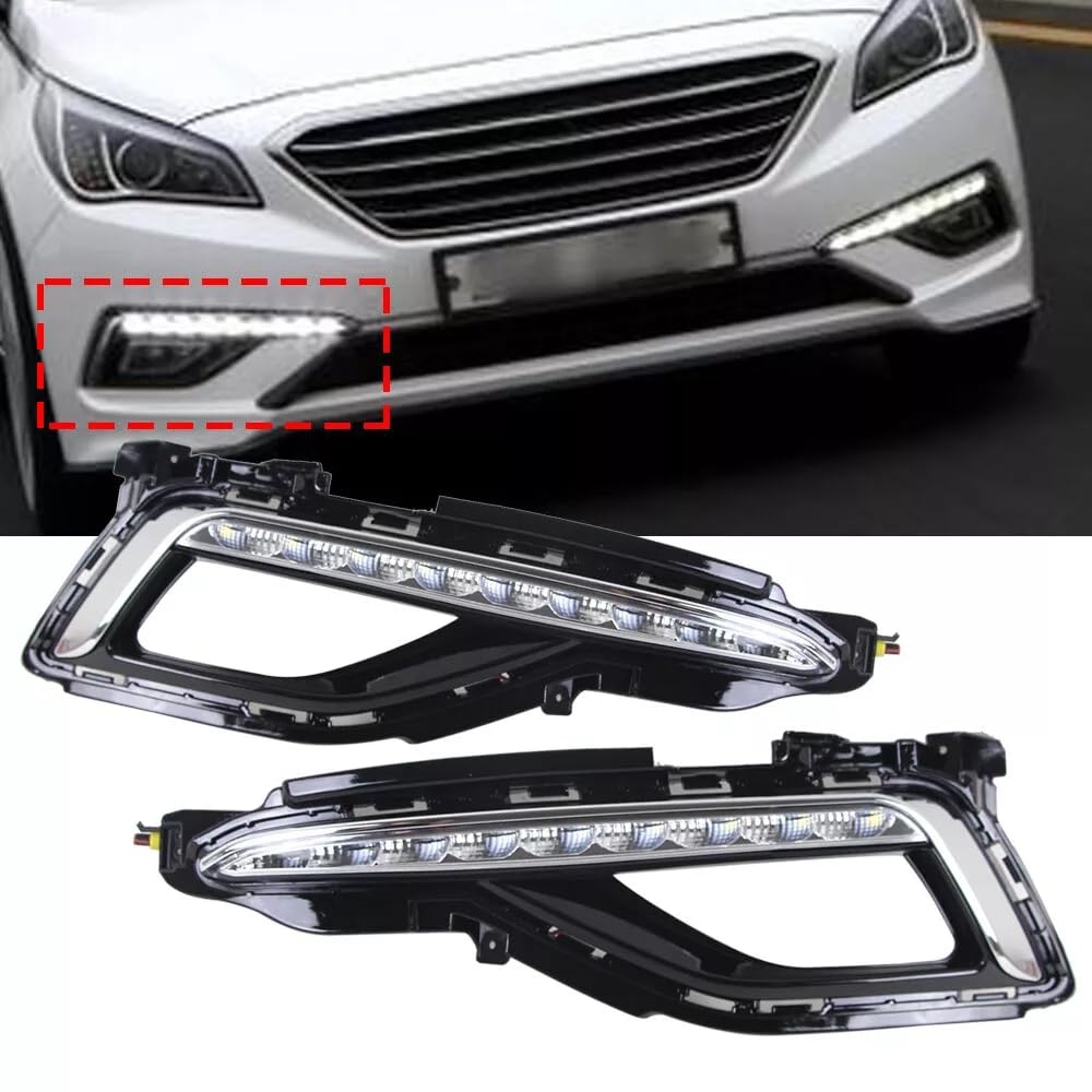ZAWAYINE LED DRL Daytime Running Fog Light Lamp + Cover For Hyundai Sonata 2015 2016 2017 LED DRL Daytime Running Lamps Fog Lights