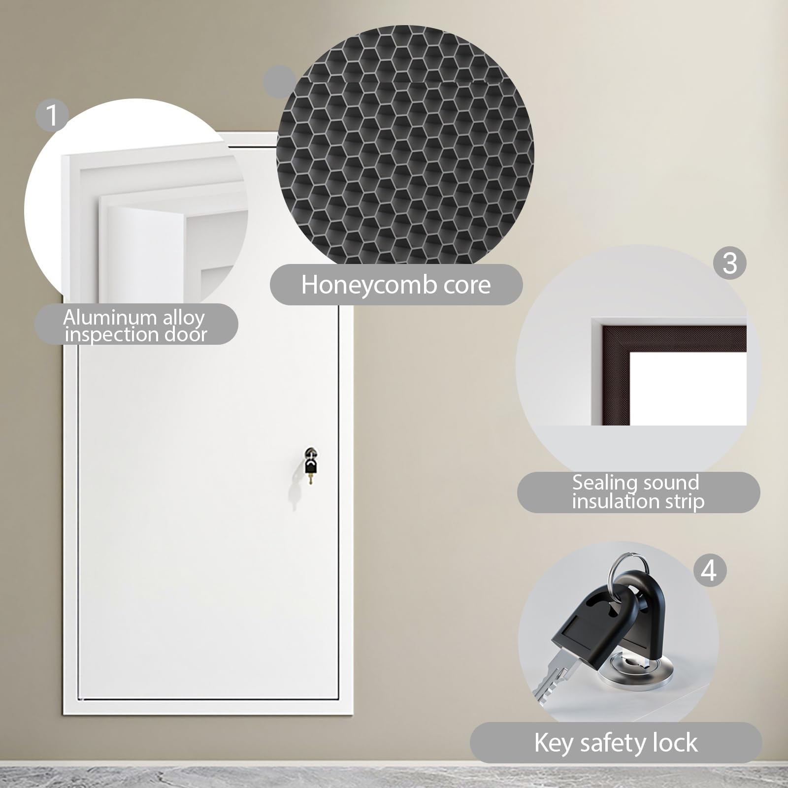Panel dostępu do poddasza do sufitu ukryte drzwi wejściowe do ściany z zatrzaskiem kluczowym drzwi serwisowe hydrauliczne 96 x 96 cm biały trwały właz inspekcyjny dla łatwego dostępu