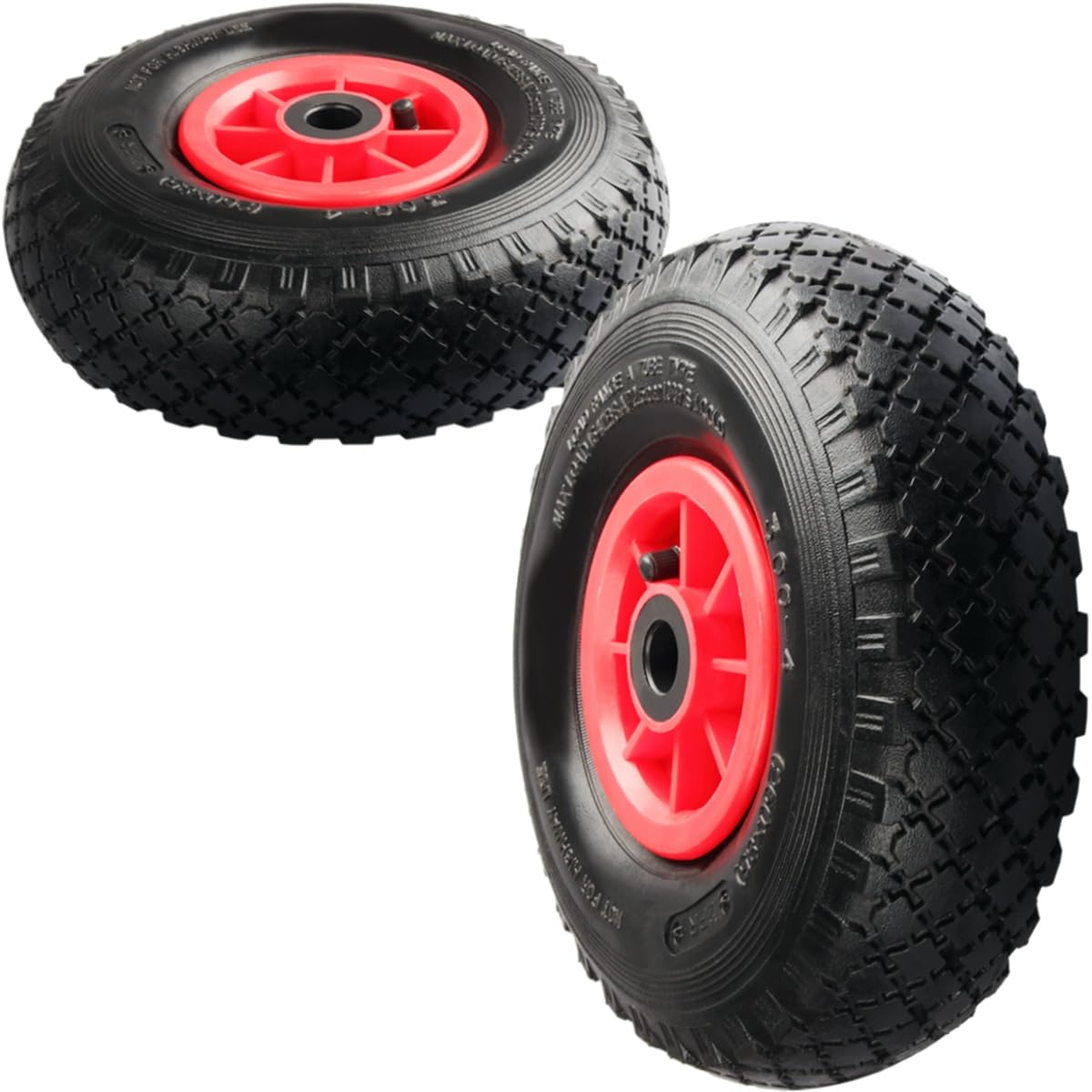 2X Sackkarrenrad 3.00-4 Zoll Ersatzreifen bis 70kg mit Kunststofffelge luftbereift 260 x 85 mm Bollerwagen Rad