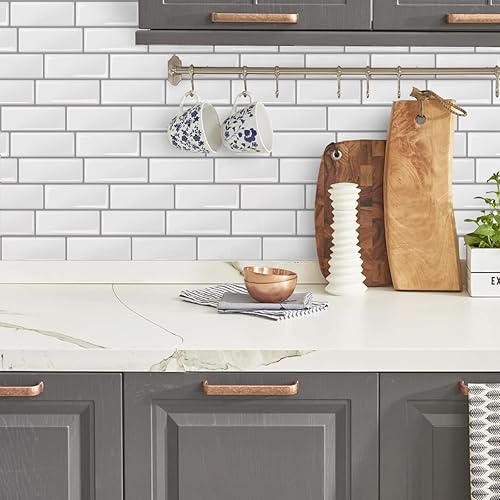 Miniatura 6 de Livebor Papel tapiz autoadhesivo para despegar y pegar, papel tapiz de cocina de 15.7 x 118.1 pulgadas, para encimera de cocina, azulejos, papel de