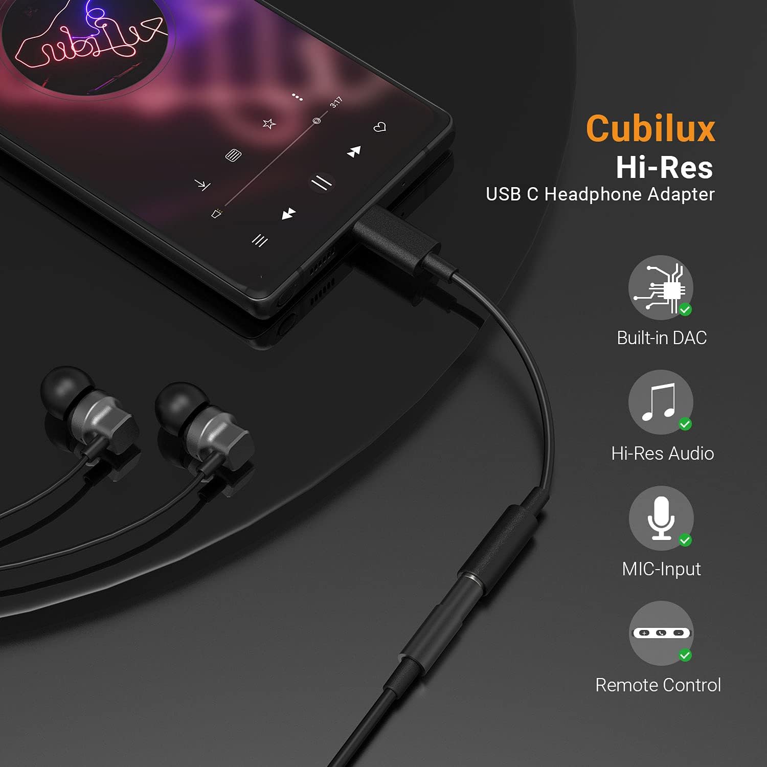 USB C Headphone Adapter with DAC Compatible with Pixel 7/6 Pro 6a 5 4XL Samsung Note 20/10 S23/S22/S21/S20 Tab S8/S7/S6 Z Fold/Flip 4/3/2, iPad 10 iPad Pro/Air 5 4/Mini 6, Type C to 3.5mm Audio Dongle