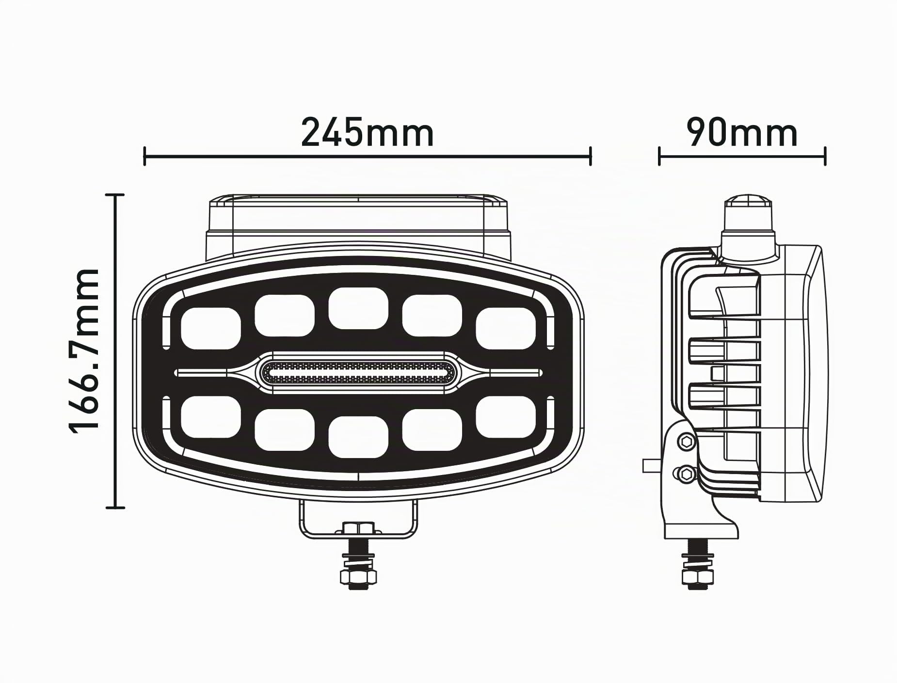2 Phares de Travail Auxiliares LED 55W 12V 24V 1400 LM Projecteurs Longue Portée + Feu de Position Orange/Blanc + Gyrophare Orange Homologation ECE E9 R10 R148 R149 R65 Camion Poids Lourds VTT 4x4