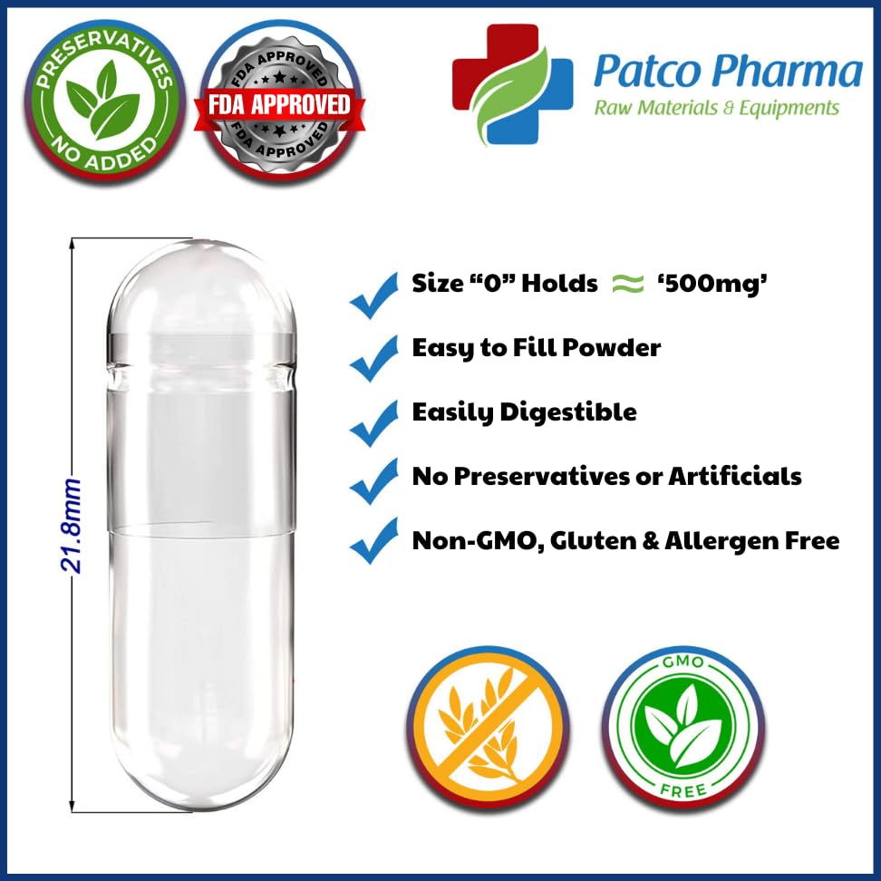 Patco Pharma - Size 00 Navy Blue/White Empty HARD Gelatin Pill Capsule - Gluten Free/Halal Certified | DIY Powder Filling (Pack of 2000) 1