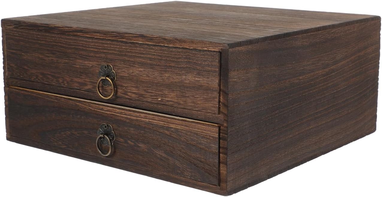Veemoon Makeup Holder Drawer Rustic Desk Organizer Rustic Desk Organizer Wood Desktop with Drawers Wood Desktop Home Organization Must Haves