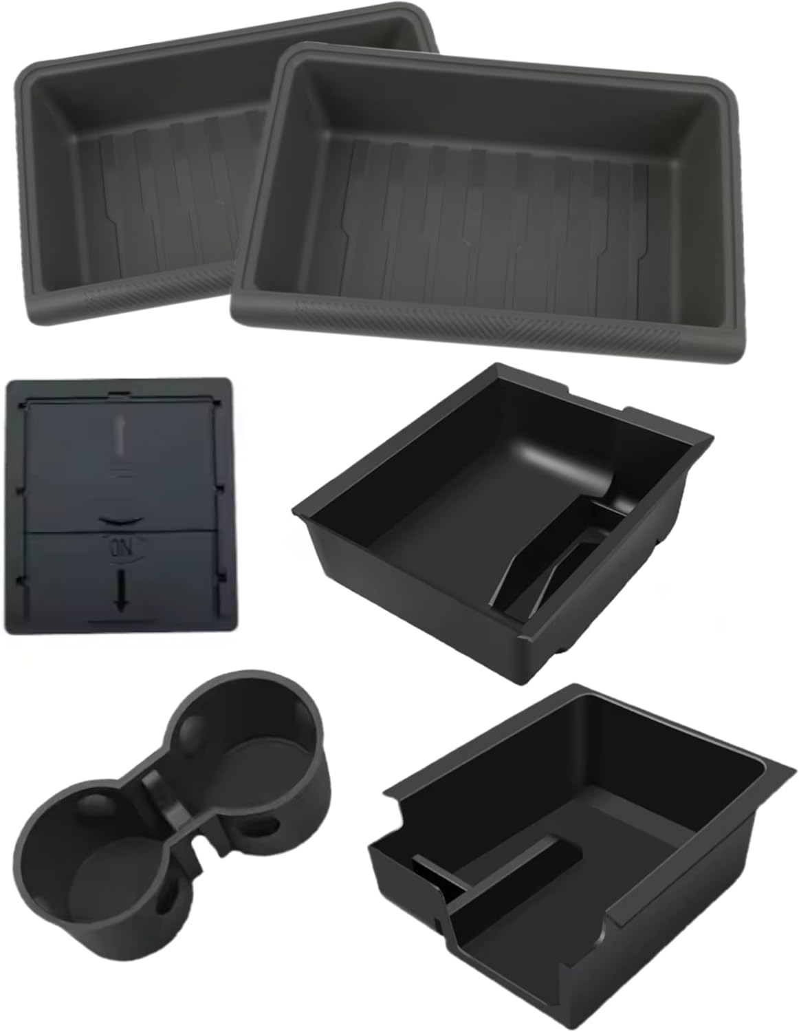 6 PCS Center Console Organizer and Under-seat Storage Box Compatible with 2021-2023 Tesla Model 3, 2020-2024Model Y, Rubber armrests Hidden Small Cabinet Drawer Storage Box Accessories