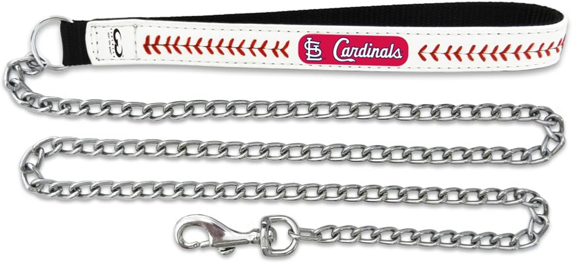 MLB St. Louis Cardinals Baseball Leather Chain Leash, 2.5 mm