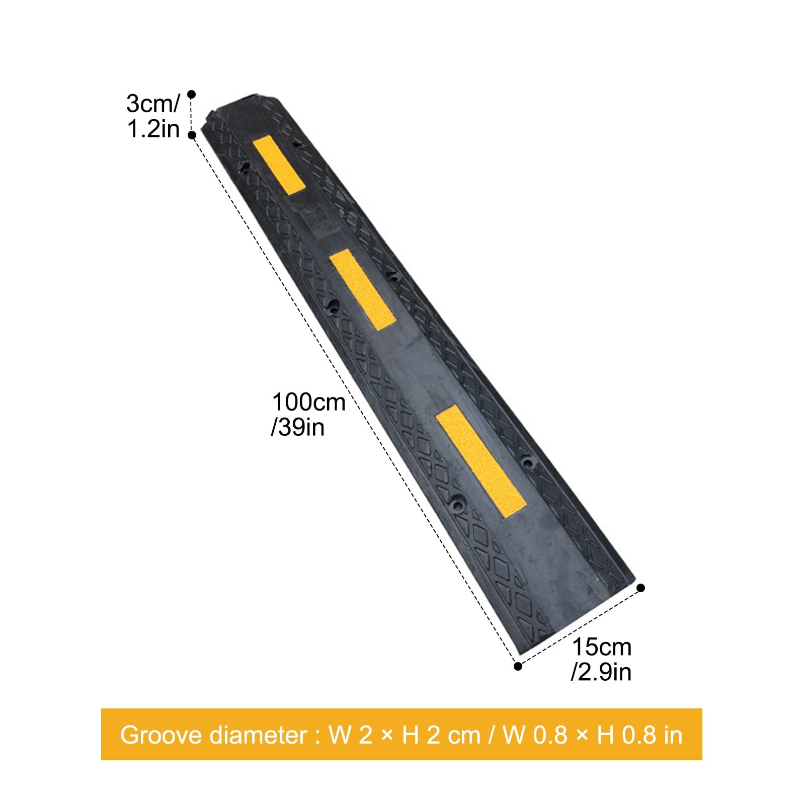 Reductor de Velocidad de Goma, Pasacables Suelo Modular, Canaleta Cables Suelo de Doble Canal para Carretera(2Channel-1Pack)