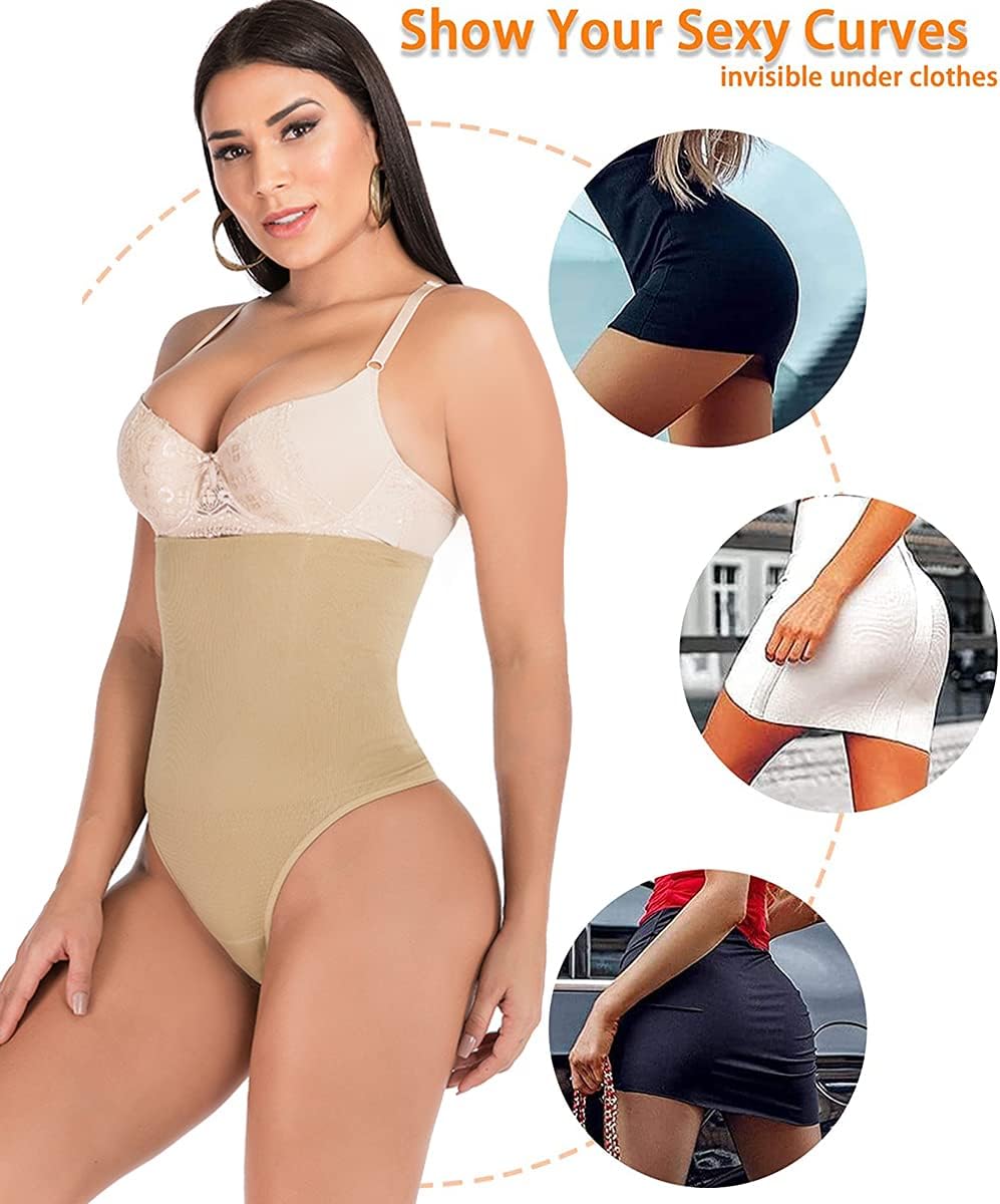 High Waisted Tummy Control Thong Shapewear for Women - Butt Lifting Shapewear Underwear - Image 3