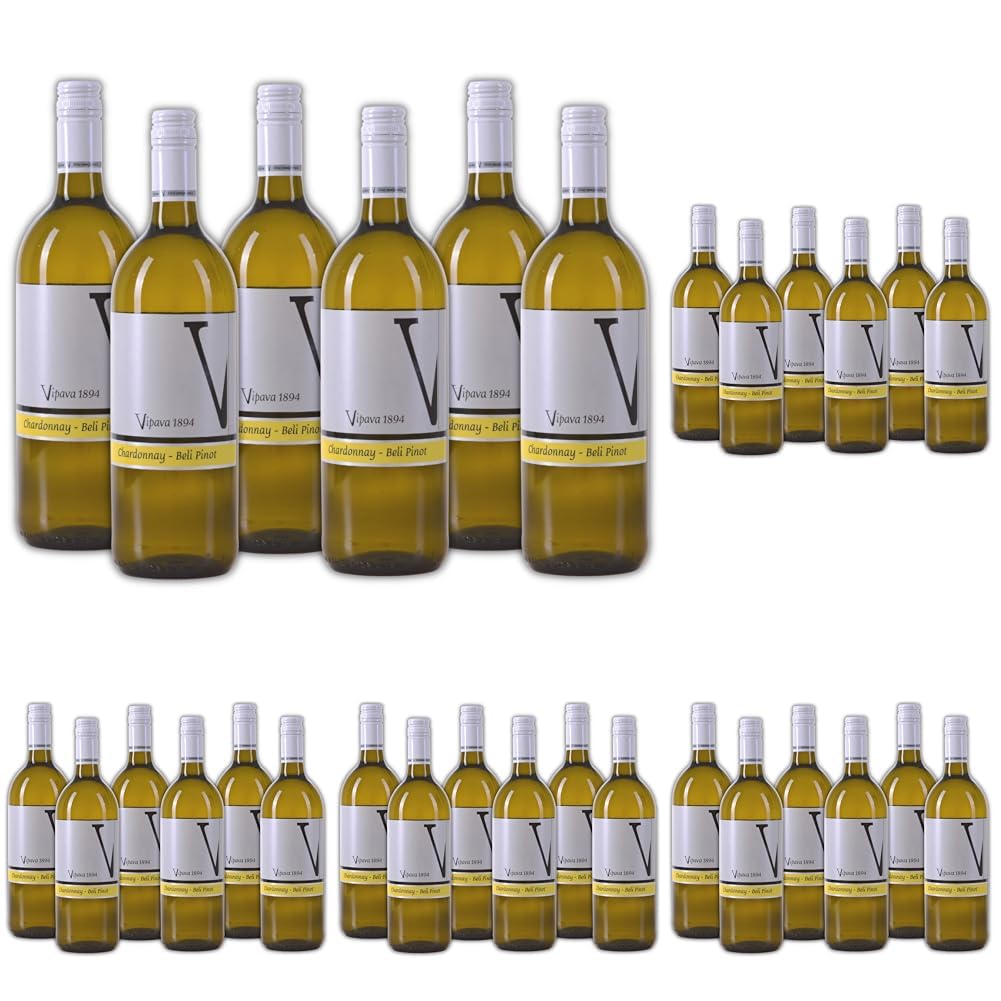 Vipava 1894 Weißwein-Cuvée Chardonnay/Beli Blanc 2022 Weißwein (6 x 1 l) (Packung mit 5)