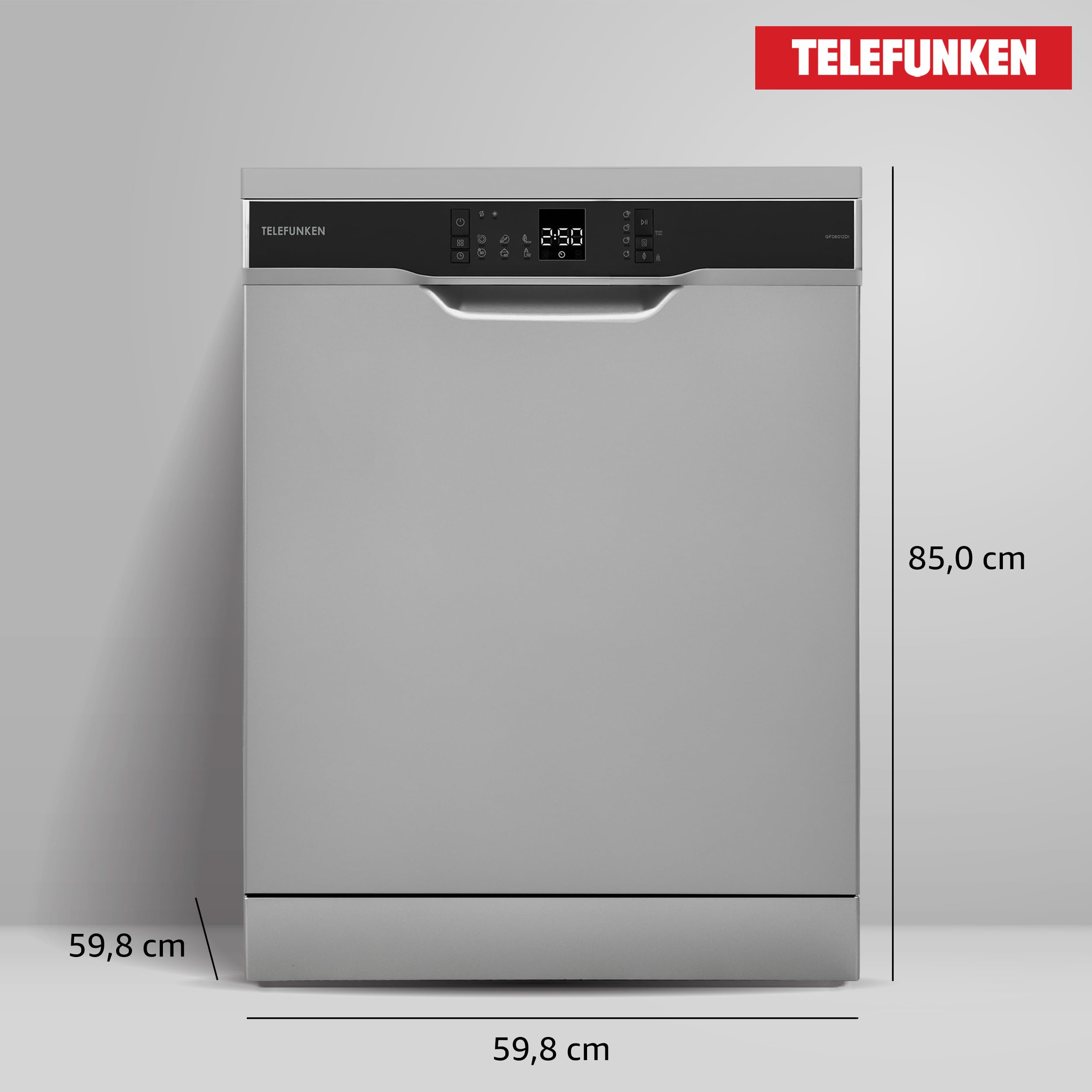 Telefunken Geschirrspüler freistehend 60 cm Silber 12 Maßgedecke 6 Programme AquaStop leise 45 dB