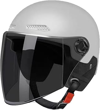 DOT Approved Vintage Lightweight Open Face Beanie Motorcycle Half Helmets with Visors,Low Profile Retro Skull Cap Electric Bike Scooter Moped Bicycle ATV Helmet for Adult Men and Women