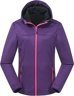 Damen Softshelljacke Wasserdichte Atmungsaktive Leichte Fleece Kapuze Übergangsjacke Laufen Wanderjacke S-XXL