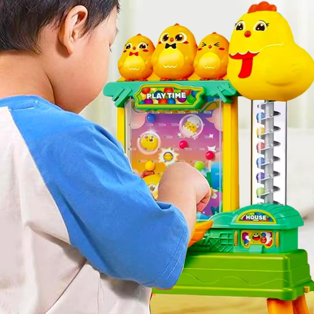 Oupstrive Catch Ball Machine Indoor Game for Kids Chicken Electric Rotate Dribbling Dropped Fun Activity Game Interactive Table Top (Multicolor, Pack of 1) 1