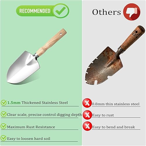 Miniatura 5 de Juego de herramientas de jardín, 12 piezas de herramientas de mano de jardinería de alta resistencia con organizador de herramientas de jardín,