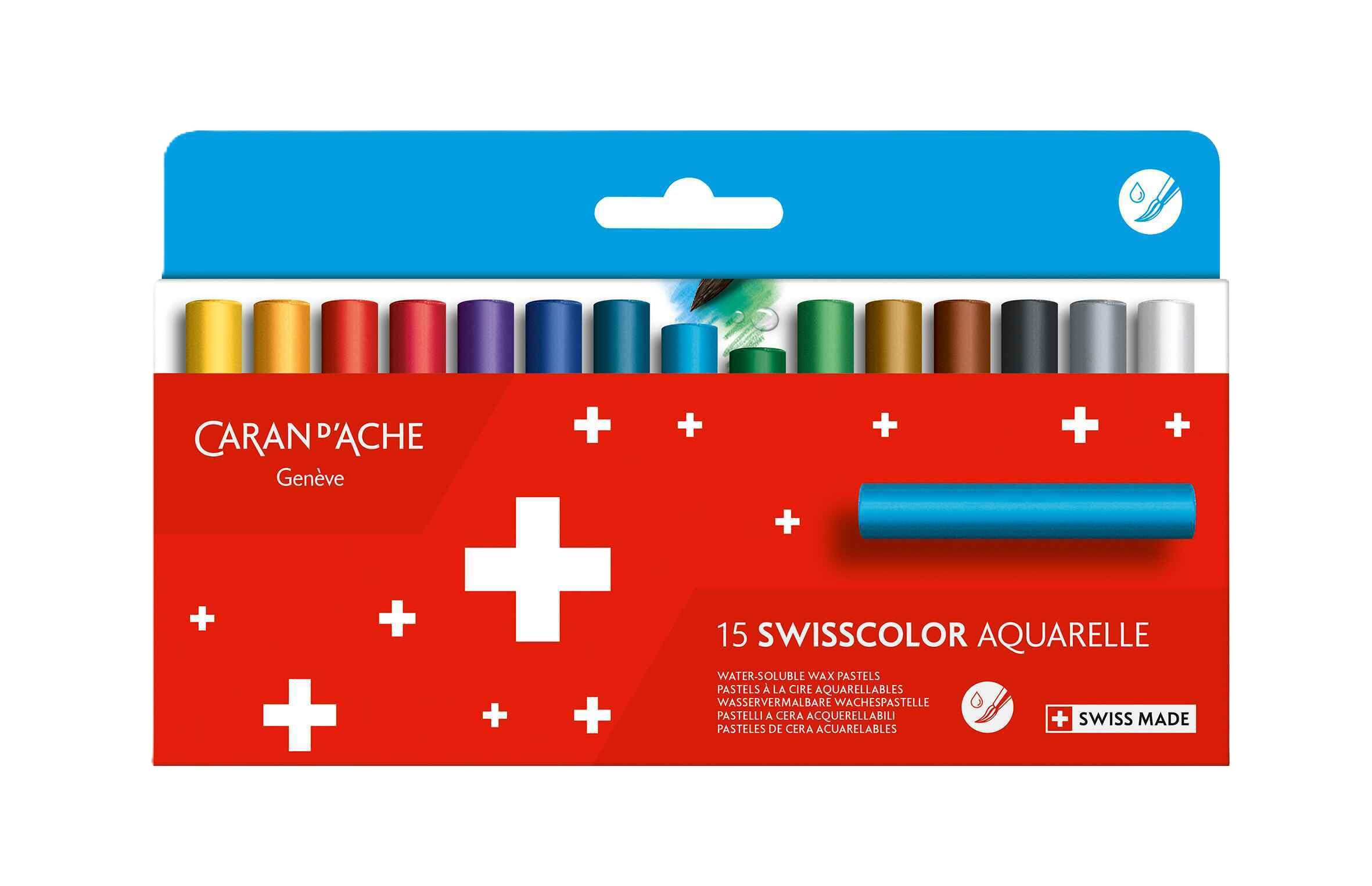 Caran d'Ache Swisscolor Water-Soluble Wax Pastels - Set of 15