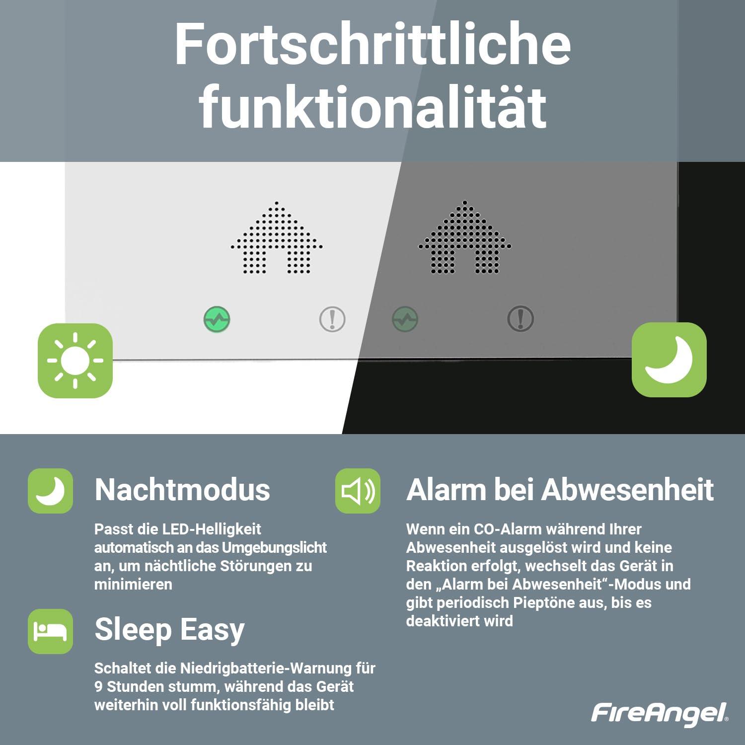FireAngel FA6829S Ultra Slim Kohlenmonoxidmelder 10 Jahres Batterie - CO-Melder für Zuhause, Urlaub, Wohnwagen, Camper - CO-Warner - Weiß