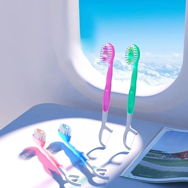 大容量26本入り 多機能5in1使い捨てトラベル歯ブラシ(歯磨き粉入り、舌クリーナー&フロスピック付き)トラベル歯ブラシケース - 1