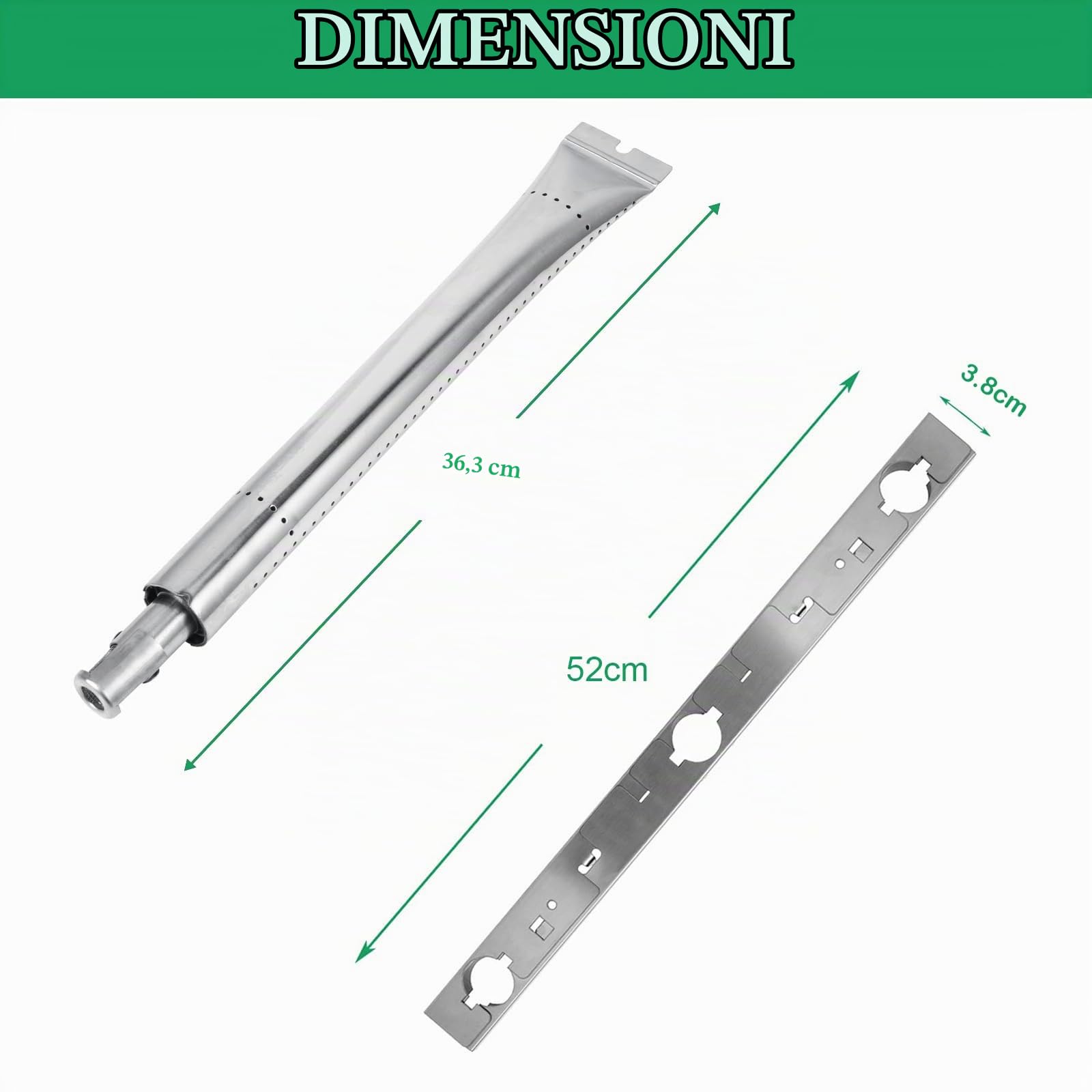 WELL GRILL Bruciatore tubolare in acciaio inox per Broil King Signet 390, pezzi di ricambio, 18629 doppio tubo e bruciatore crossover, accessorio per barbecue a gas Broil King Signet & Sovereign