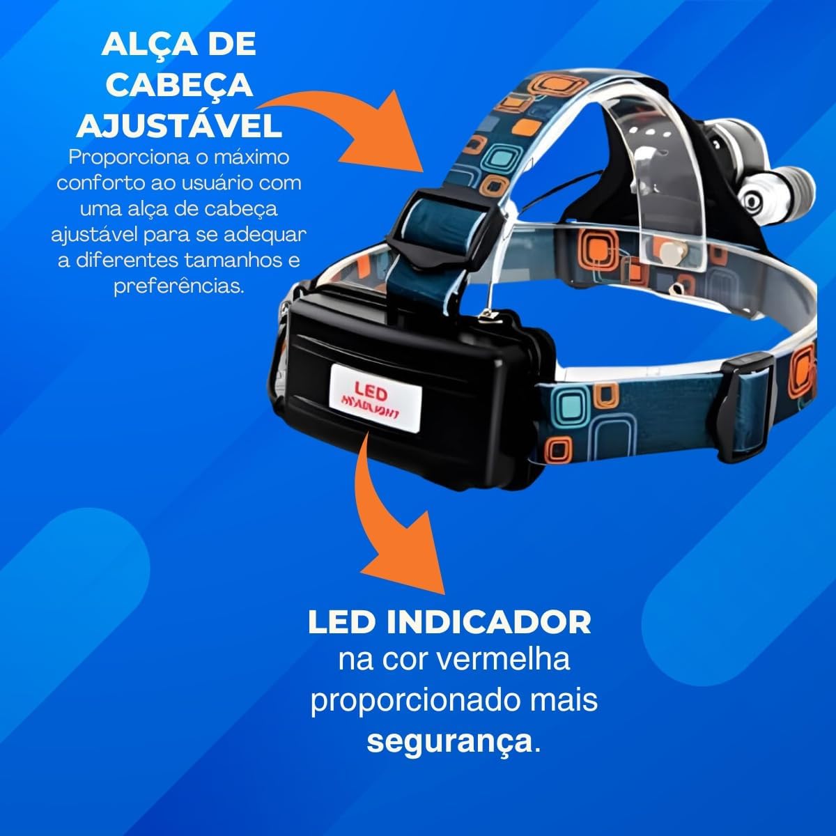 Lanterna De Cabeça Led Recarregavel Profissional Para ciclismo Pesca Camping Ciclismo Acampamento