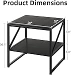 MUTUN 20" Small Nightstand, Mini Fridge Stand, Square Side Table, End Table for Living Room, Bedroom Beside Table, Table De Chevet, Record Player Stand, Black