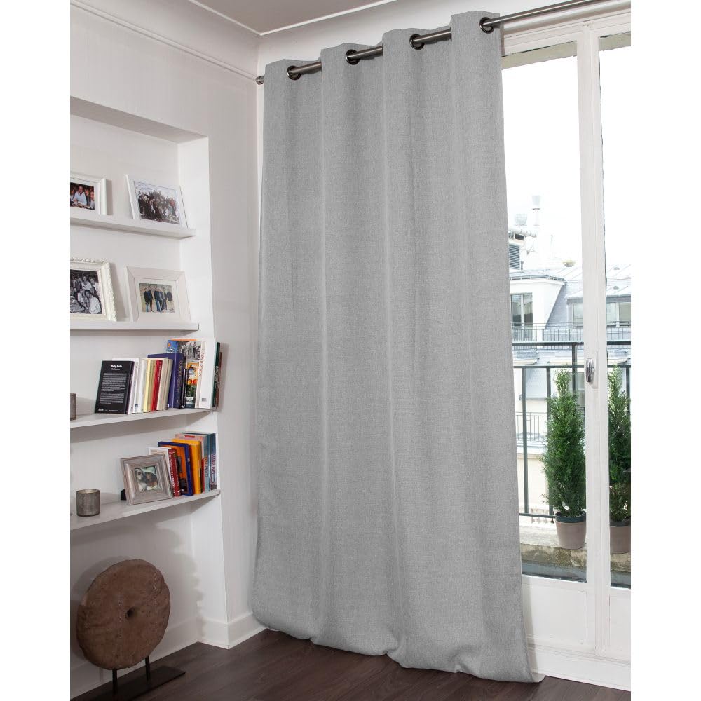 Moondream DecibelControl™ Rideau Anti-Bruit 3en1 | Isolation Phonique | Thermique Hiver+Été | 100% Occultant | Technologie Brevetée | Fabrication UE | Oeillets | Gris MC733 | 130L x 260H cm