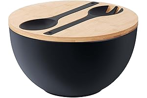 Extra-Large Salad Bowl with Lid and Servers for Effortless Meal Preparation