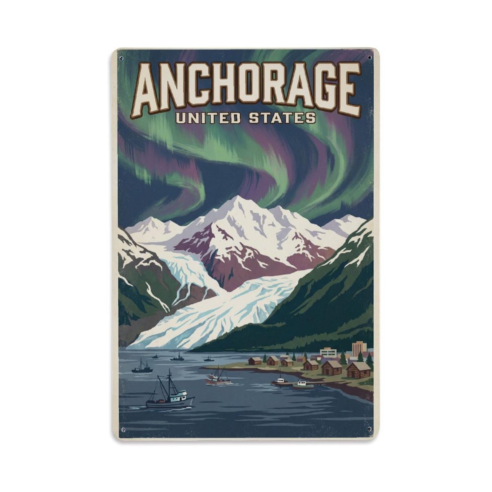 USA Anchorage Retro Travel Metal Tin Sign