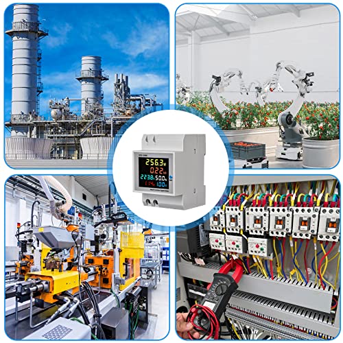 Stromzähler Hutschiene Wechselstromzähler Digitaler Energiezähler: Multifunktions Strommessgerät 6 in 1 AC40-300V 100A Wechselstromzähler KWh Zähler, Amperemeter Voltmeter Din, Geschlossenem Typ CT