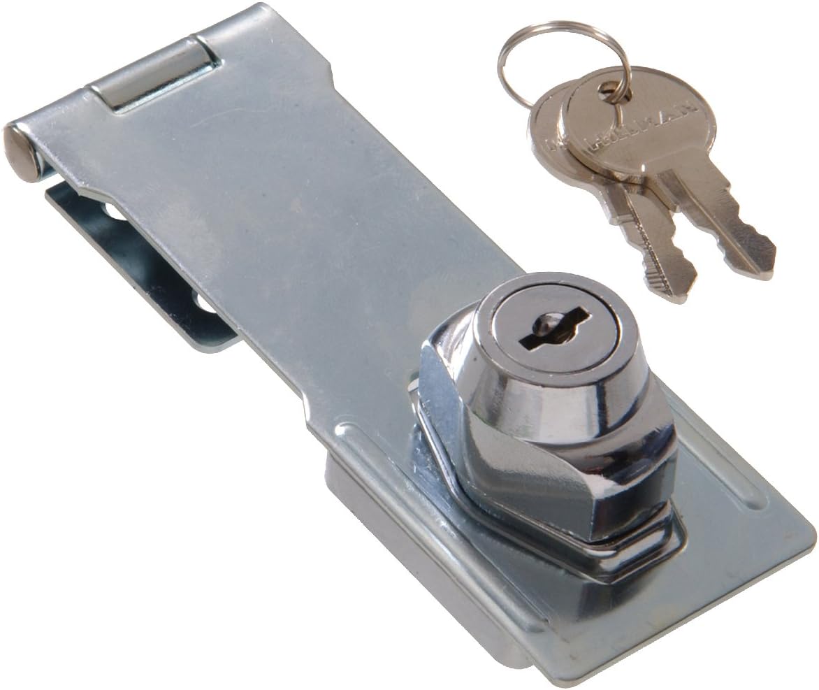Hillman Group 2-1/2 Inch Keyed Safety Hasp - Chrome Finish Lock For Doors, Cabinets & Gates (1-Pack) - View #3