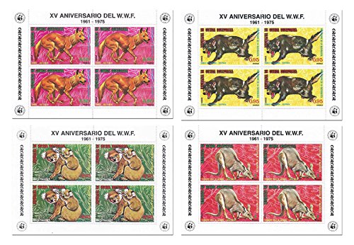 La natura animale timbro WWF World Wildlife Fund fissato per i collezionisti con 16 francobolli su 4 fogli di menta - Guinea Equatoriale