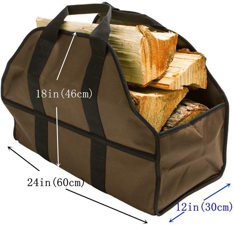 qiuqiu Firewood Log Carrier Bag, Large Waxed Canvas Log Tote, Outdoor Durable Log Holders, Heavy Duty Waterproof Carrying Bag with Handle,Waste Wood Bag-Khaki