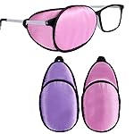 eZAKKA Eye Patches for Adults Kids Eye Patch for Glasses Silk Patch for Lazy Eye Amblyopia Strabismus and After Surgery (Purple + Pink)