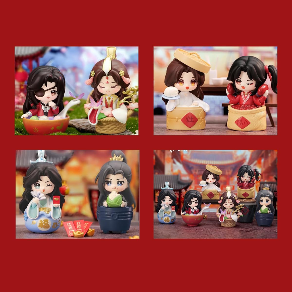 Heaven Official Blessing Hua Cheng Xie Lian Chibi Figure Holiday Edition Blind Box Anime Gift (Single (randomized))