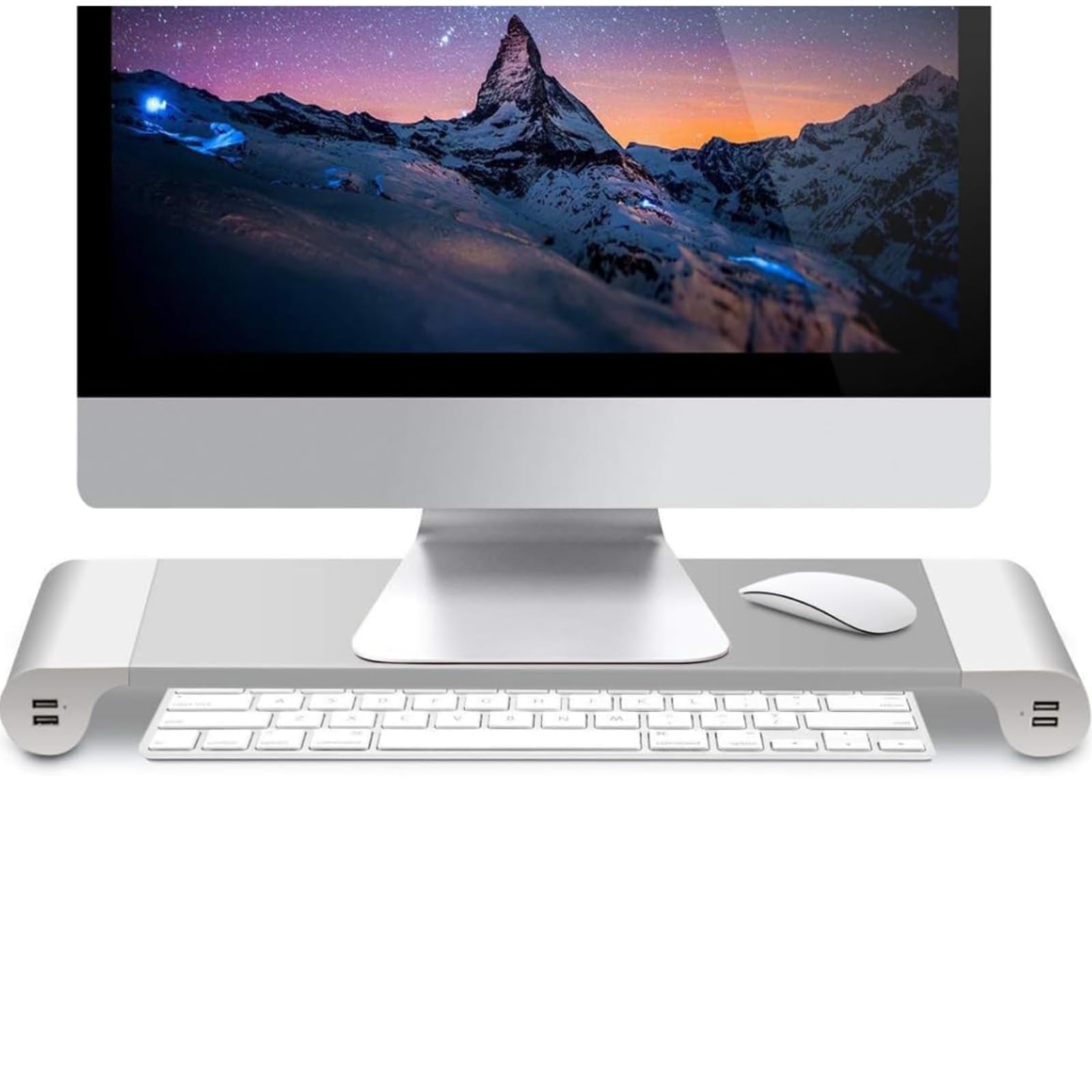 Soporte elevador para Monitor de PC con concentrador USB 3,0, aleación de aluminio, soporte de critorio, Monitor, teclado, ratón, organizador, herramienta de montaje incluida - AliExprs