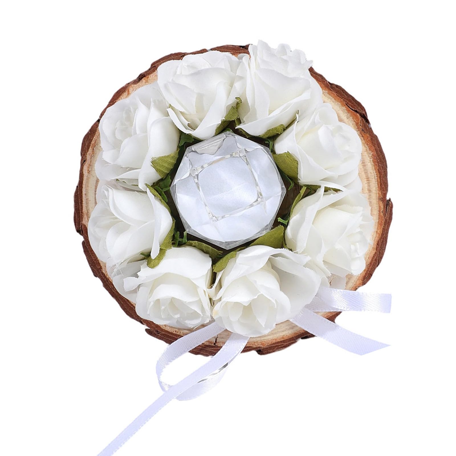Elnwnnkc Flower Themed Holder Display Case Wooden Jewelry Box for Wedding Proposals and Gift Presenting Wedding Rings Holder Box
